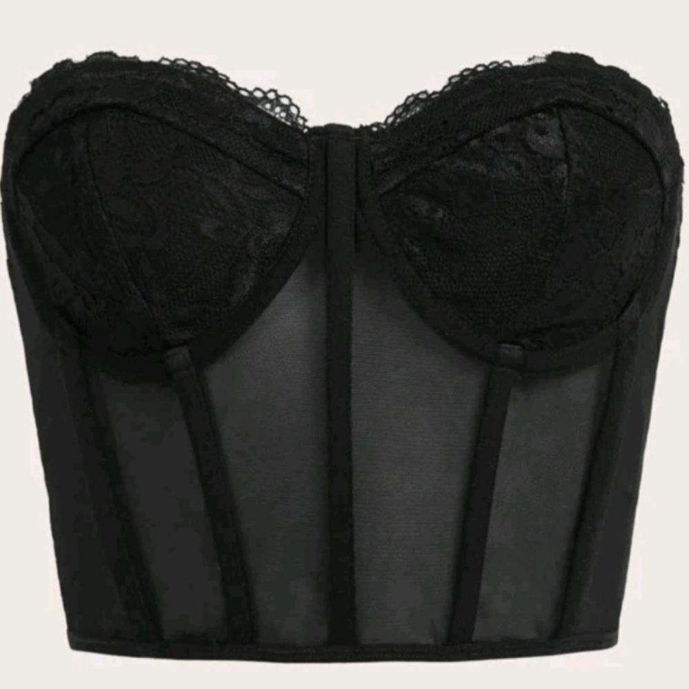 Lace bustier crop top